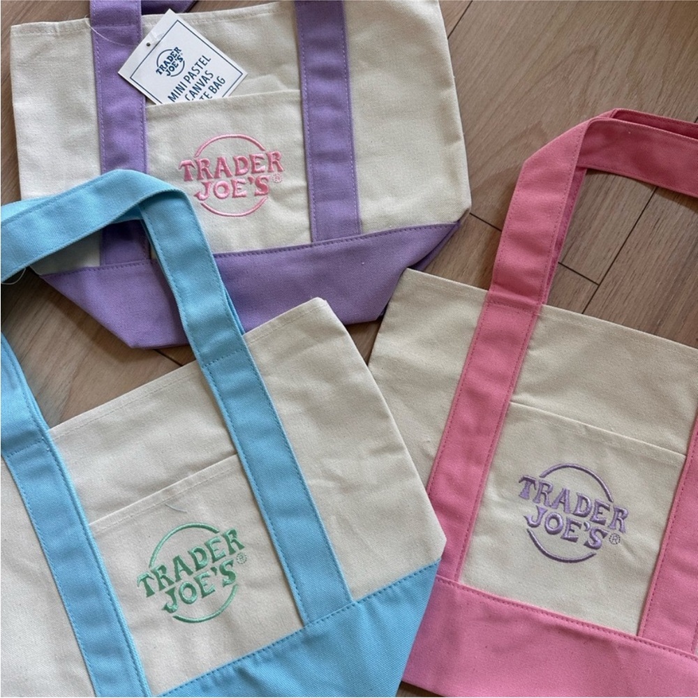 Trader Joe's Canvas Tote Bag - Pink, Blue, Purple, or Green - Picture 2 of 2